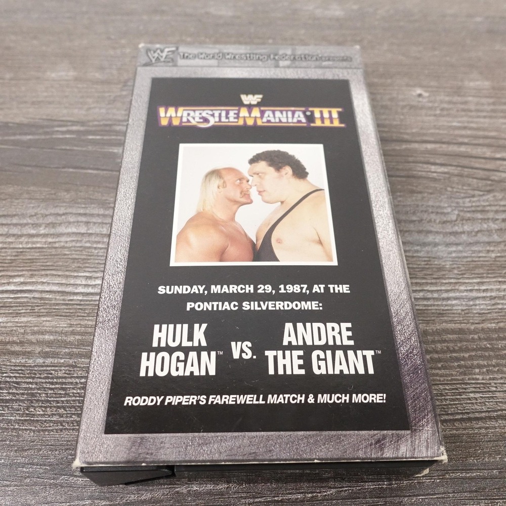 Vintage WrestleMania III VHS Tape WWF Hulk Hogan Andre The‎ Giant Color USA